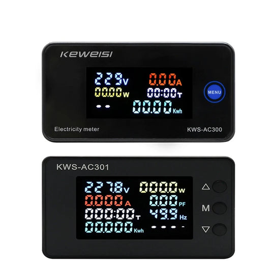 KWS-AC301 AC300 Voltmeter Ammeter AC 50-300V Power Energy Meter Digital AC Wattmeter Electricity Meter 0-20/100A Power Detecor