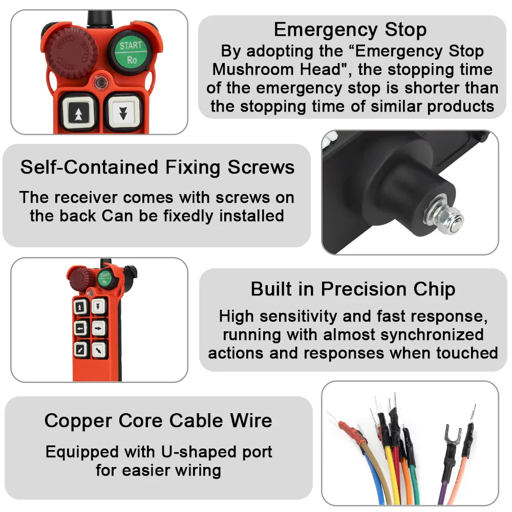 Industrial Remote Controller Switches Hoist Crane Control Lift Crane 1 Transmitter + 1 Receiver F21-E1 Arrow 220V 12V 24V 380V