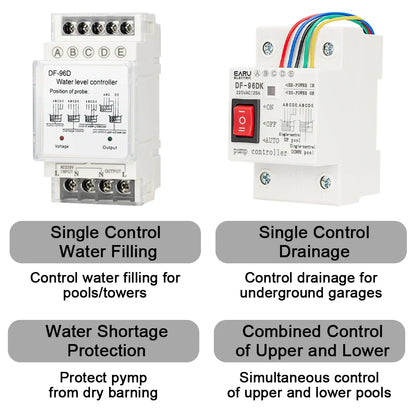 DF-96D DF-96DK Water Level Controller Switch AC 220V 25A Water Tank Liquid Level Detection Sensor Water Pump Controller 2M Wires