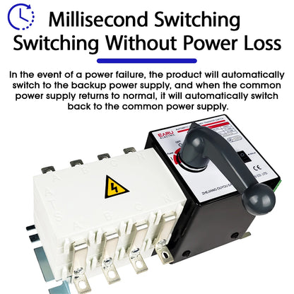 4P 250A AC400V ATS PC Automatic Transfer Switch Electrical Selector Switche  Auto or Manual 2 Input 1 Output Uninterrupted Power