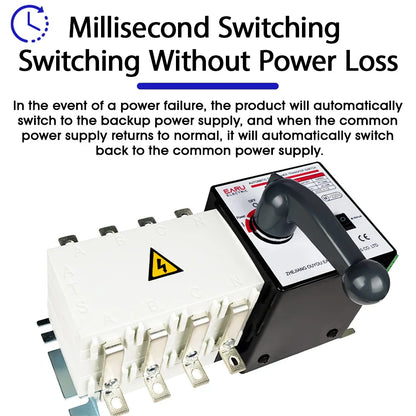 4P 160A AC400V ATS PC Automatic Transfer Switch Electrical Selector Switche  Auto or Manual 2 Input 1 Output Uninterrupted Power