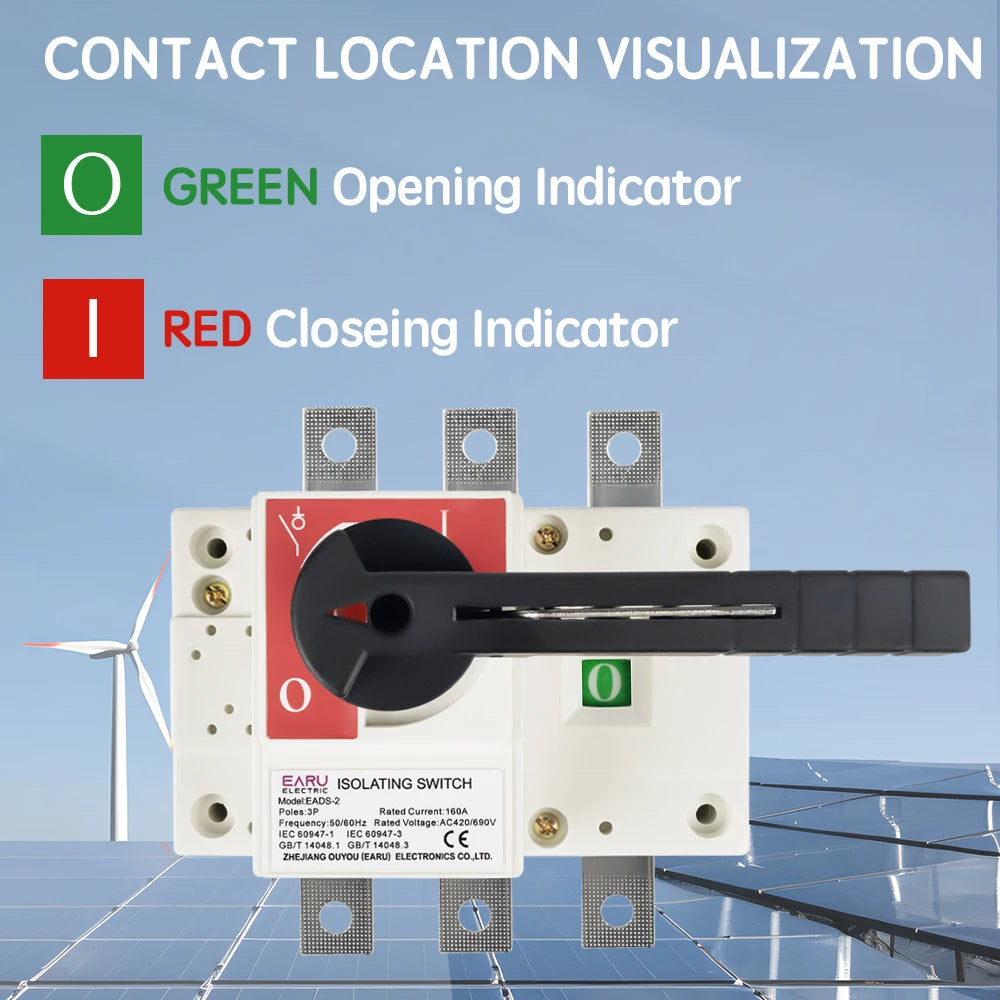3P AC420/690V 100A 160A 250A Load Isolation Switch Knife Switch Three-Phase Circuit Breaker In-cabinet Transfer Operation Switch