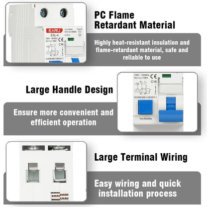 2P AC230V 20A/25A/32A 30mA L7-Architecture Type A MCB RCBO Leakage Protection Curve B/C Tripping Characteristics Circuit Breaker