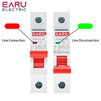 AC SPD Backup Protector T2 Surge Protection Lightning Arrester 230V 400V Surge Protector Din Rail Current Breaker 10kA 20kA 2P