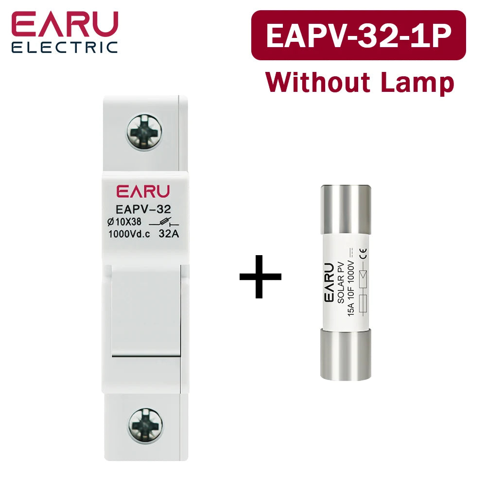 One Set 1P 2P DC Fuses Holder Solar 10*38mm PV 1000V 6A 15A 32A Base for Solar Photovoltaic System Short Circuit Protector gpV