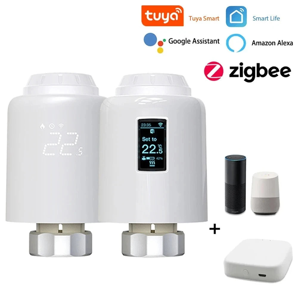 Tuya Smart ZigBee Thermostat Radiator TRV Programmable Thermostatic Actuator Heating Remote Temperature Controller Alexa Google