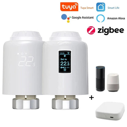 Tuya Smart ZigBee Thermostat Radiator TRV Programmable Thermostatic Actuator Heating Remote Temperature Controller Alexa Google