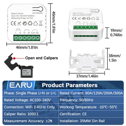 eWeLink Smart WiFi Power Energy Meter with CT Clamp AC 110V 220V Timer Relay Switch kWh Voltage Current Protector Remote Control