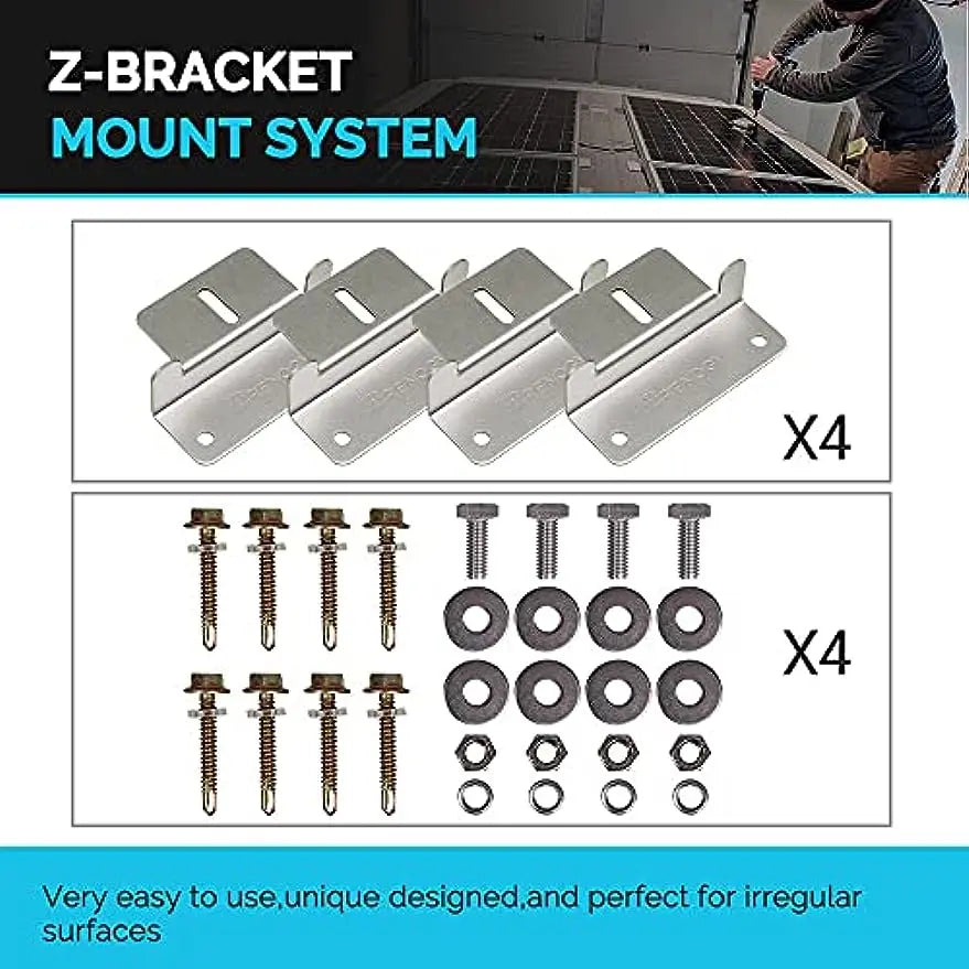 400W 12V Solar Kit with 30A PWM Charge Controller+ Mounting Brackets+Solar Connectors