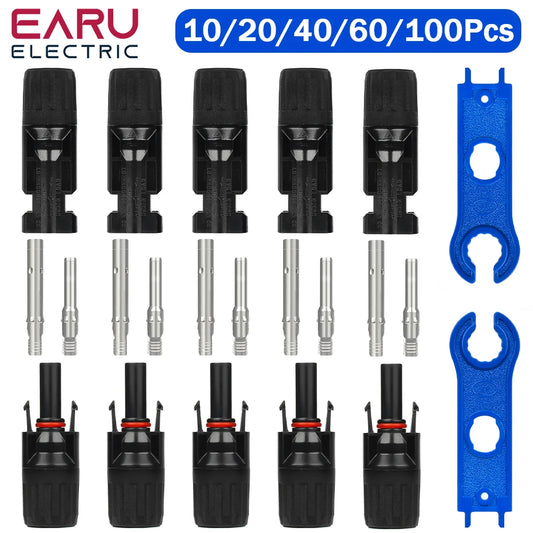 5/10/20/30/50 Pairs DC Solar Connector 1000V 30A Panel Stecker IP67 Waterproof Connector Kit for Sola PV Cable with 2Pcs Spanner