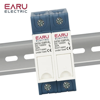 One Set 2P DC Fuse Holder 10*38mm High Voltage Solar PV 1000V 6A-32A Base Photovoltaic System Protection Protector gpV Parallel