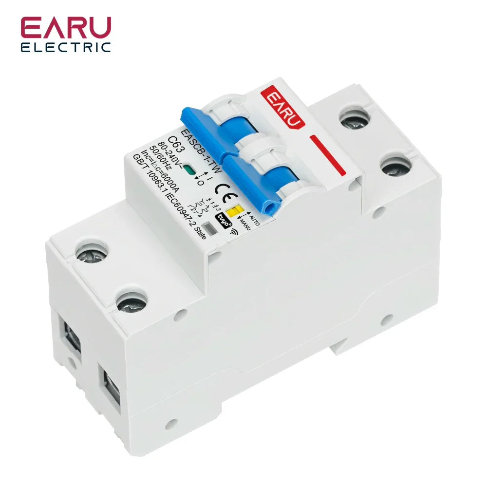 2P Tuya WiFi Smart Circuit Breaker MCB Timer Relay Switch Remote Control AC 63A 16A Power-off Memory Alexa Google Home Assistant