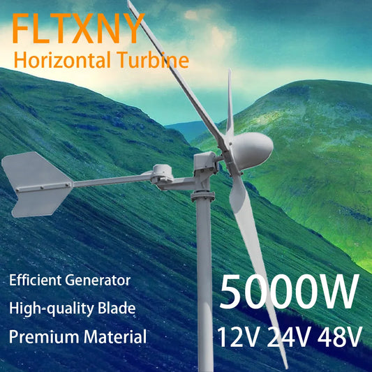 3 Blades Horizontal Wind Turbine Generator Free MPPT Controller For Homeuse5000W Windmill 12v 24v 48v Latest Design  New Energy