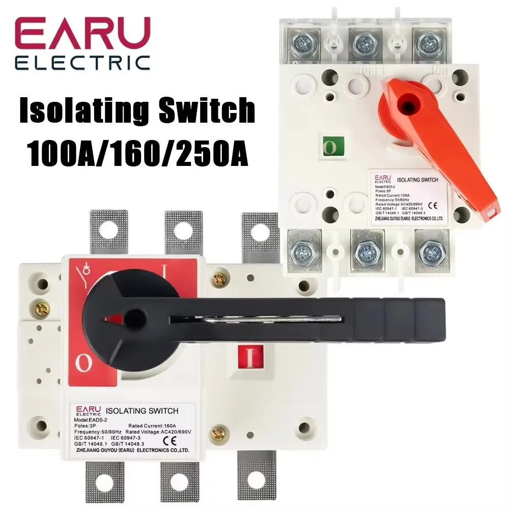3P AC420/690V 100A 160A 250A Load Isolation Switch Knife Switch Three-Phase Circuit Breaker In-cabinet Transfer Operation Switch