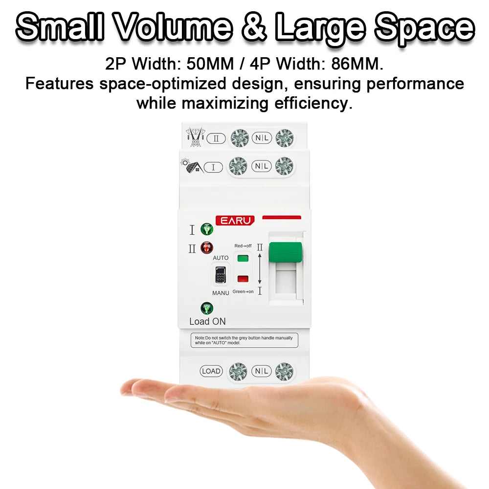 2P 4P 80A AC 230V 110V Mini ATS Solar PV Dual Power Automatic Transfer Switches Electrical Selector Switch Uninterrupted Power