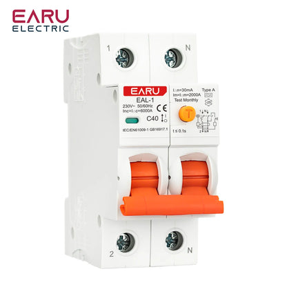 2P 30mA Type AC A B RCBO RCCB MCB Electronic Residual Current Circuit Breaker Over Short Current Leakage Protection EV Charger