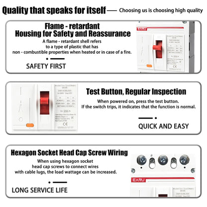 3P 4P AC 400V 100A-250A MCCB Solar Moulded Case Circuit Breaker Overload Protection Switch Protector for Solar PV Photovoltaic