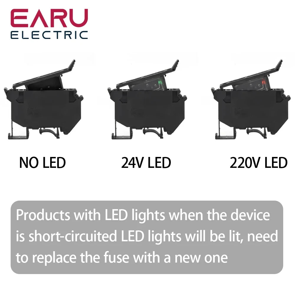 10Pcs/Lot Din Rail Terminal Blocks UK-5-HESI Black Connector Screw Fuse Terminal Block Connector Screw Fuse Holder Conductor
