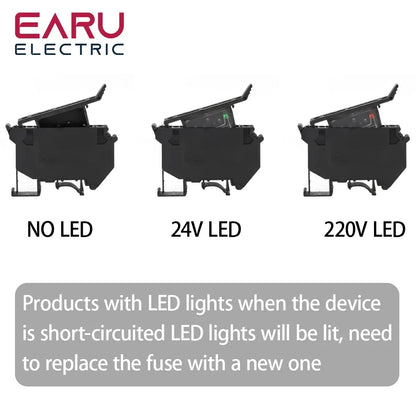 10Pcs/Lot Din Rail Terminal Blocks UK-5-HESI Black Connector Screw Fuse Terminal Block Connector Screw Fuse Holder Conductor