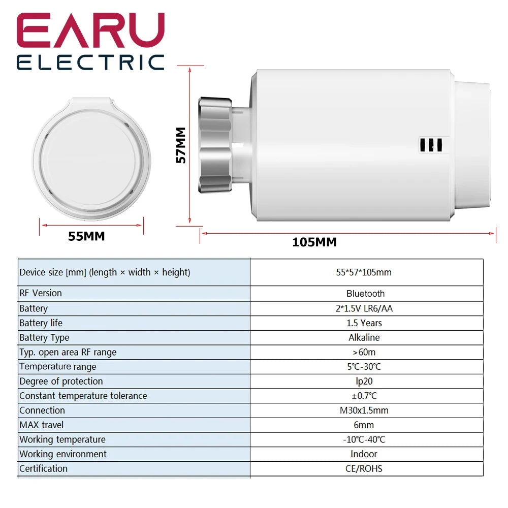 Tuya Smart Bluetooth Radiator Actuator TRV Programmable Thermostat Radiator Valve Remote Temperature Controller Support Alexa