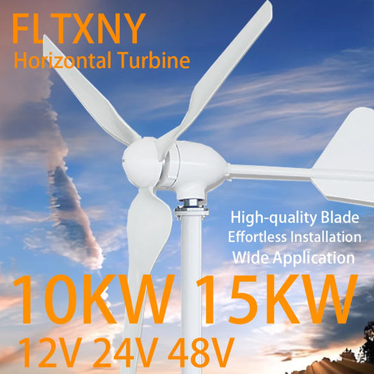 Free Energy 10000W 12V 24V 48V Volt Horizontal Wind Turbines Wind Generator Power Windmill With MPPT Controller