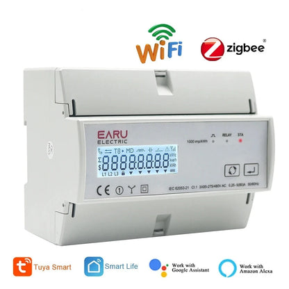 Tuya WiFi ZigBee Three Phase Two-way Bidirectional Energy KWh Meter Monitor Wattmeter Support Modbus RTU 3*85/190V or 230/400VAC