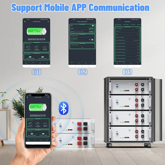 Battery LiFePO4 48V 120Ah 6kWh Pack, 6000 Cycles, Bluetooth Smart BMS, 51.2V Lithium for Home, RV, Solar, 12V/24V Systems