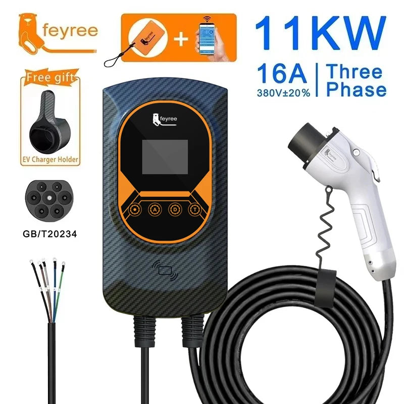feyree GB/T Socket 32A 7.6KW 1 Phase 22KW 11KW 3Phase Smart APP WIFI Control by 54 Energy - Renewable Energy Store