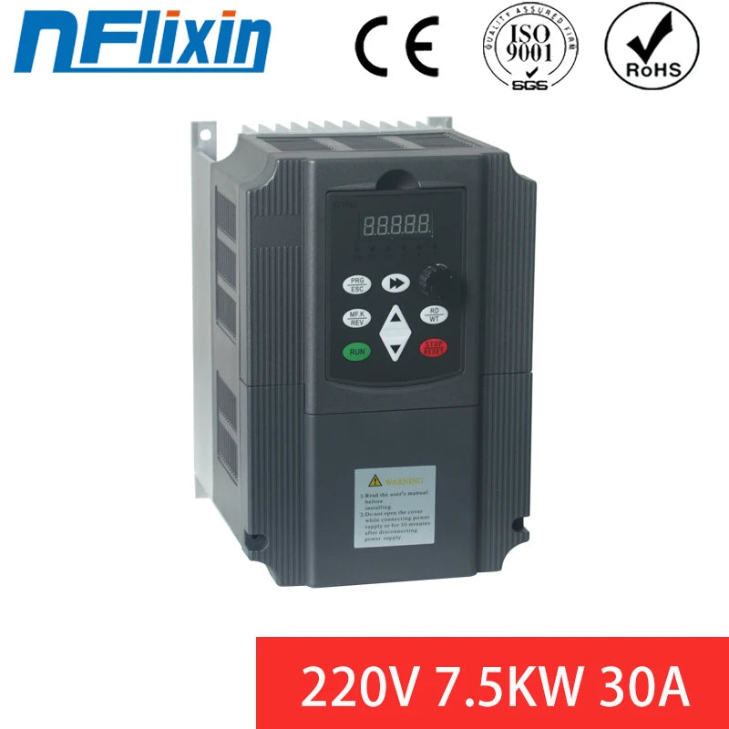 220v VFD Inverter for European Motors, 1-phase Input Converts to 3-phase Output, Suitable for Motors 1.5kw, 2.2kw, 4kw, Fixed Fr