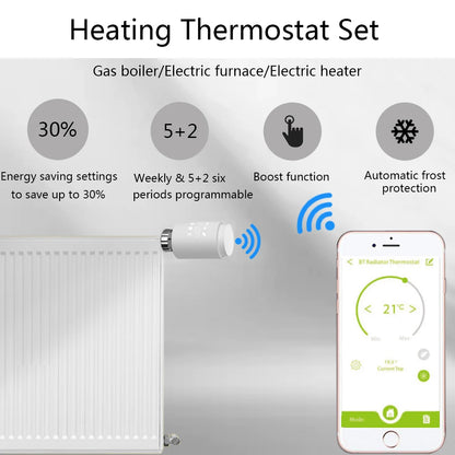 Tuya Smart WiFi Radiator Actuator TRV Programmable Thermostatic Radiator Valve App Remote Temperature Controller Support Alexa