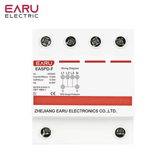 T1 SPD Lightning Surge Protector Switch Type for AC Power 12.5KA 15KA 25KA House Protective Low-voltage Arrester Device 420VAC