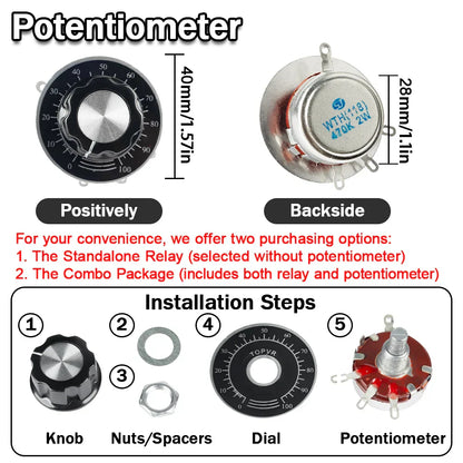 SSR-10VA 25VA 40VA Solid State Relay Voltage Regulator SSR 10-150A  AC 380V Output Potentiometer for PID Temperature Controller