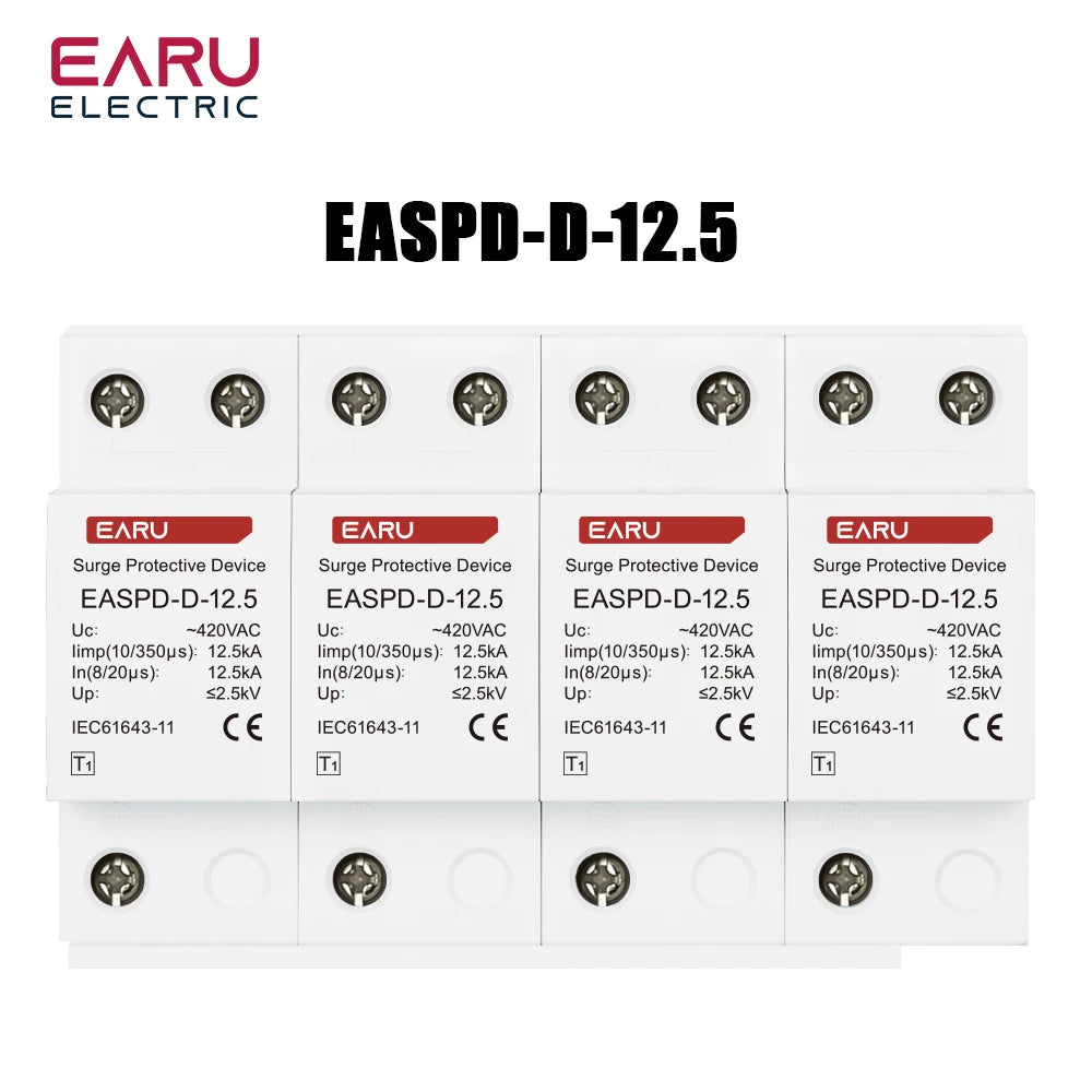 T1 Power Surge Protective Device SPD Arrester Low Voltage House 2P 3P 4P Surge Voltage Protection AC 420V 12.5KA 15KA 25KA