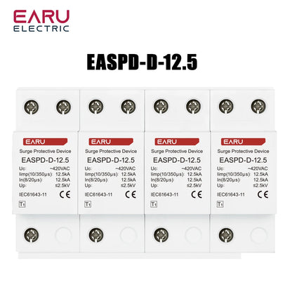 T1 Power Surge Protective Device SPD Arrester Low Voltage House 2P 3P 4P Surge Voltage Protection AC 420V 12.5KA 15KA 25KA