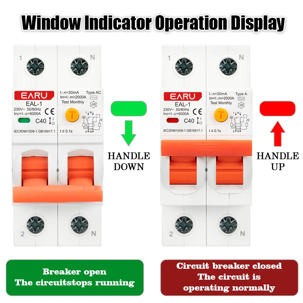 2P 30mA Type AC A B RCBO RCCB MCB Electronic Residual Current Circuit Breaker Over Short Current Leakage Protection EV Charger