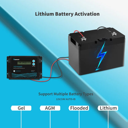 Solar Charge Controller 12V/24V PWM 20A w/ LCD Display Waterproof