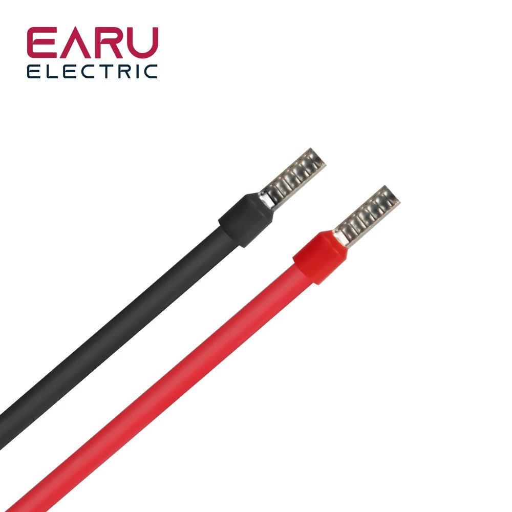 10 Pairs Red Black 15CM 2.5mm² 14AWG Photovoltaic PV Solar Cable Wire with E6012 Terminals for Solar Power Combiner Box Wiring
