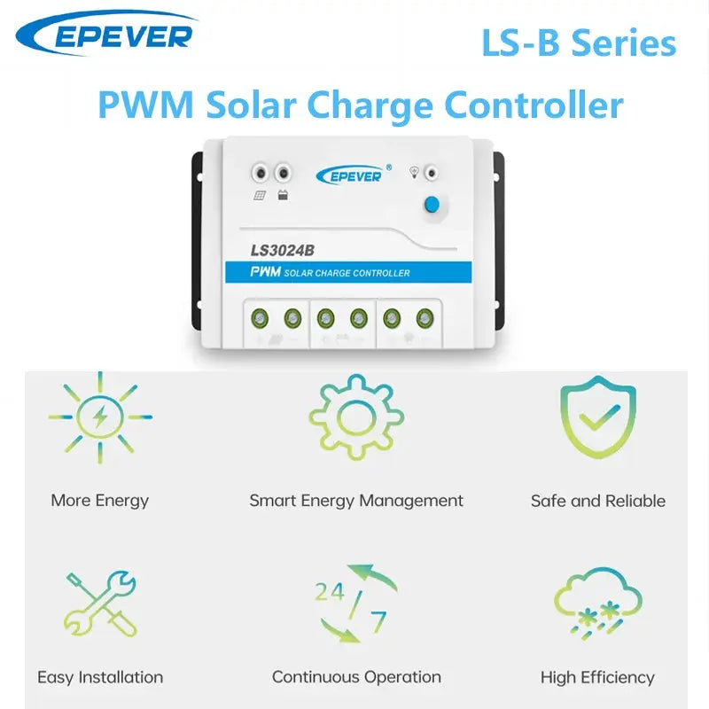 EPEVER 30A PWM Solar Charge Controller 12V 24V Auto LS3024B With RS485 Interface Solar Panel Regulator Accessory Optional - 54 Energy - Renewable Energy Store