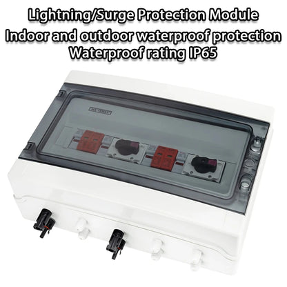 DC 1000V 2 Input 2 Output Solar Photovoltaic PV Combiner Box With Surge Lightning Protection DC Fuse MCB SPD Waterproof Box IP65