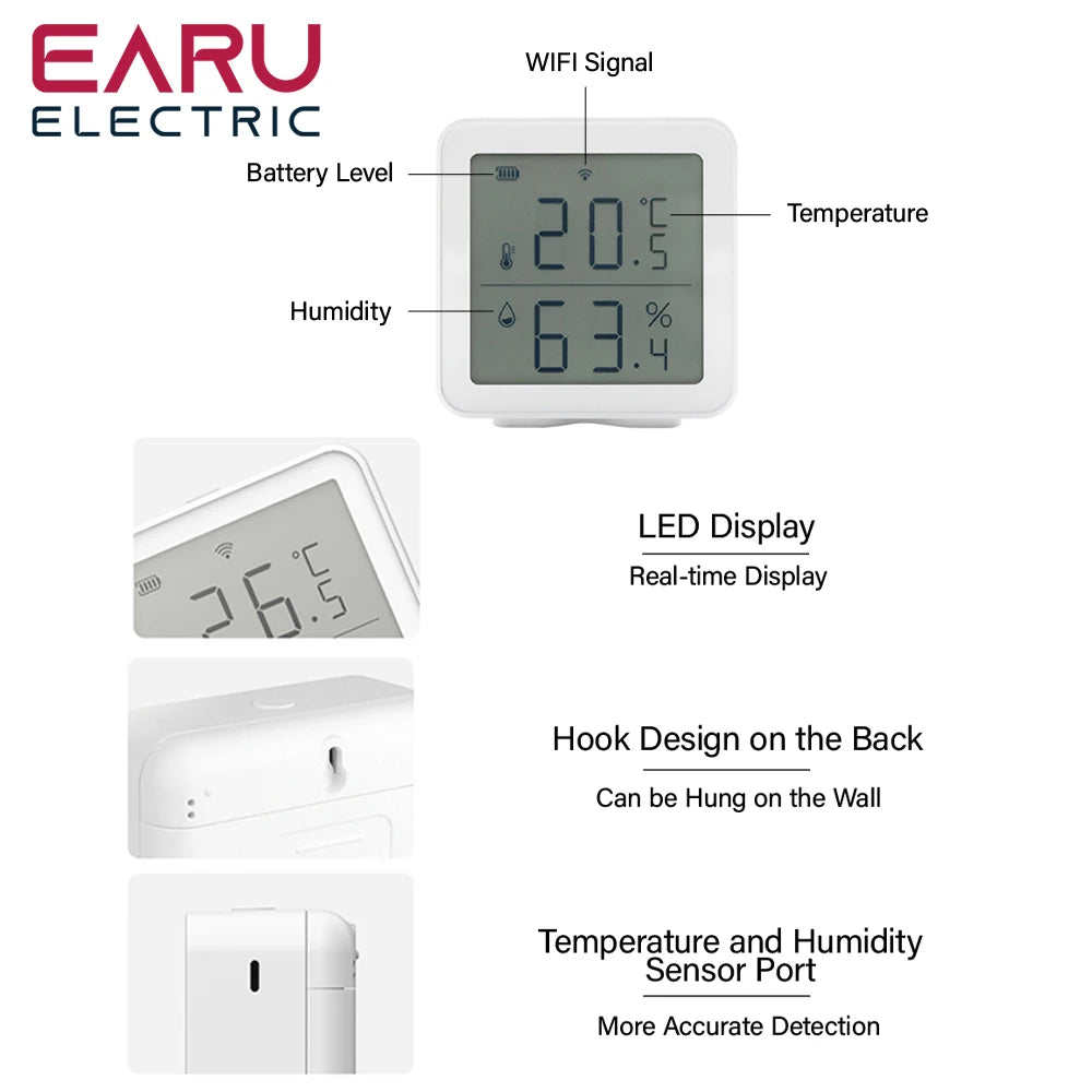 Tuya Smart Life WIFI Temperature Humidity Sensor Indoor Hygrometer Thermometer Detector Remote Control Support Alexa Google Home