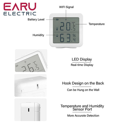 Tuya Smart Life WIFI Temperature Humidity Sensor Indoor Hygrometer Thermometer Detector Remote Control Support Alexa Google Home