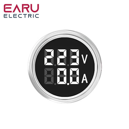 22MM Round LED Mini Digital Voltmeter Ammeter Meter AC 20-500V 0-100A Signal Lights Voltage Current Combo Meter Indicator Tester