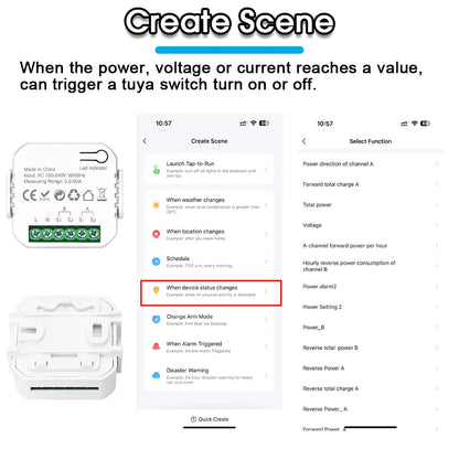 Tuya Smart WiFi Energy Meter with 1/2 CT Clamps for Solar PV System Power Production Consumption Bidirectional Monitoring Meter