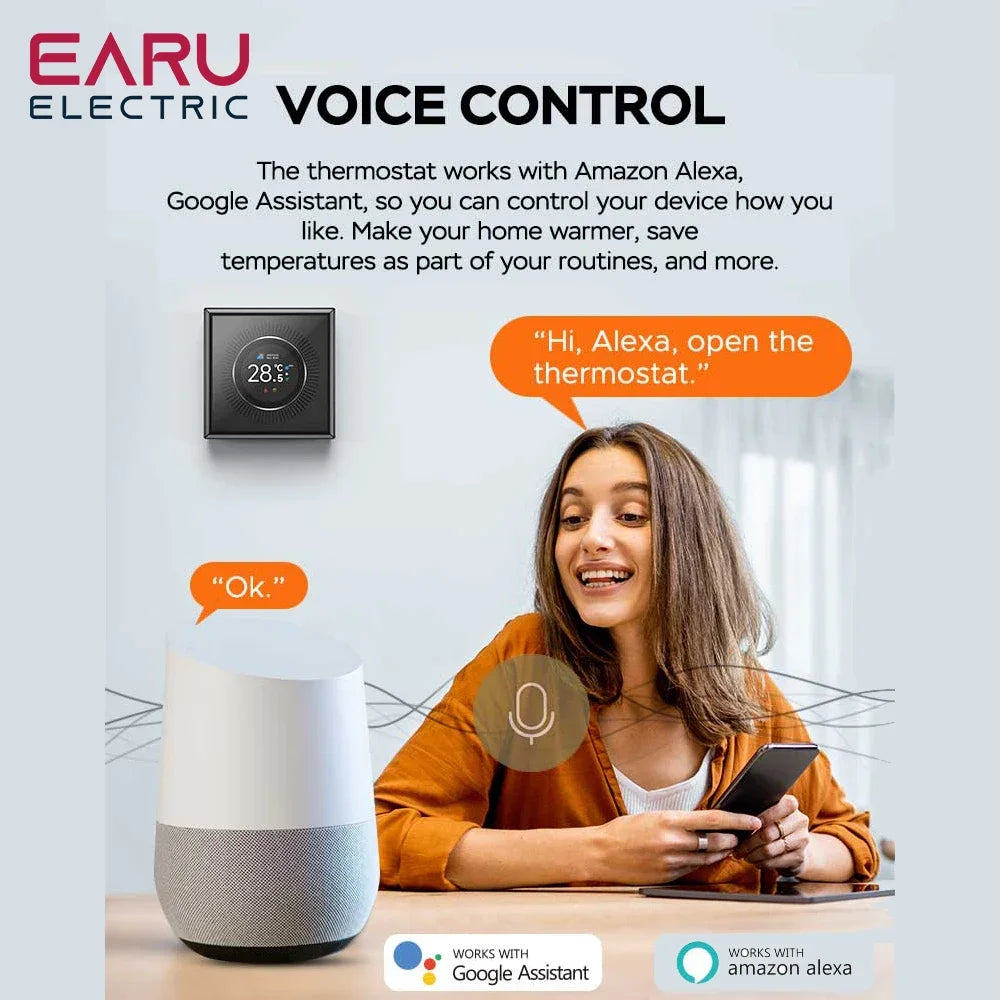 EARU Tuya Wifi Smart Knob Temperature Controller Digital Display Electric Floor Heating Water Gas Boiler for Alexa Google Home