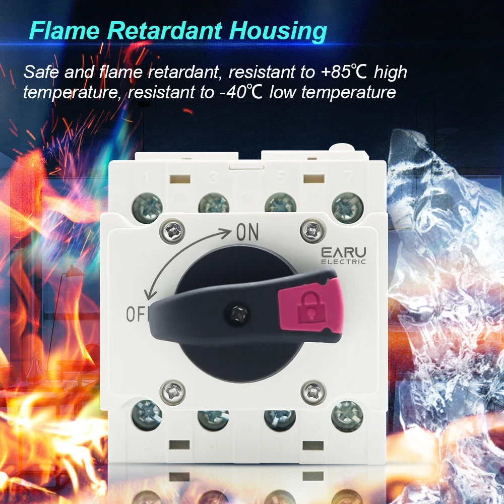 LONQ-40 Solar DC 4P 32A 1500V PV Switch-Disconnector Rotating Handle Isolator Rotary Switch For Solar Distribution Box Din Rail