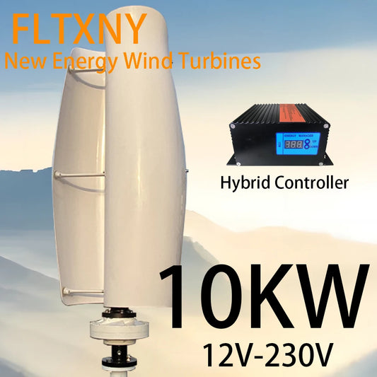 10000w Vertical Wind Turbine Power Generator Free Energy Alternative Energy CE Certification MPPT Controller Hybrid Sys