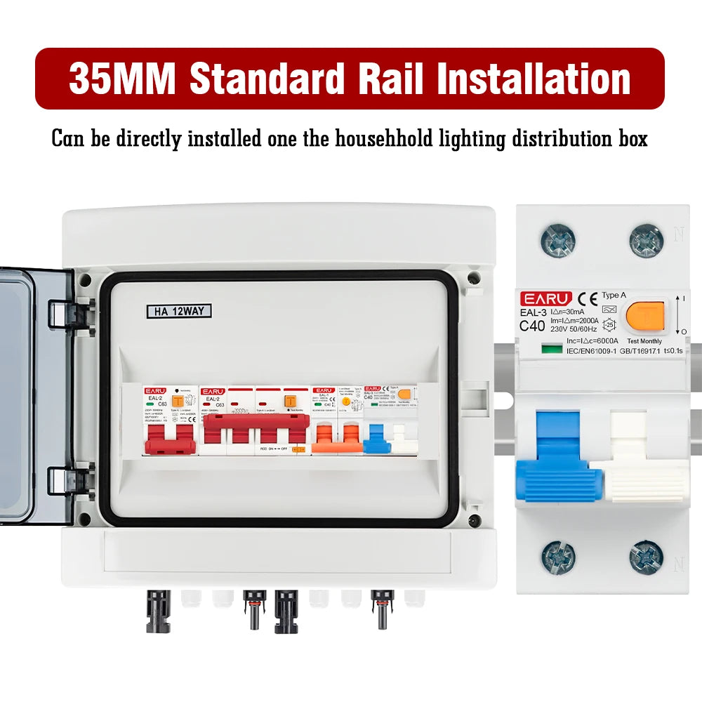 2P 40A 30mA AC 230V 50/60Hz RCBO RCCB MCB Type A Electromagnetic Residual Current Circuit Breaker Curve B/C Leakage Protection