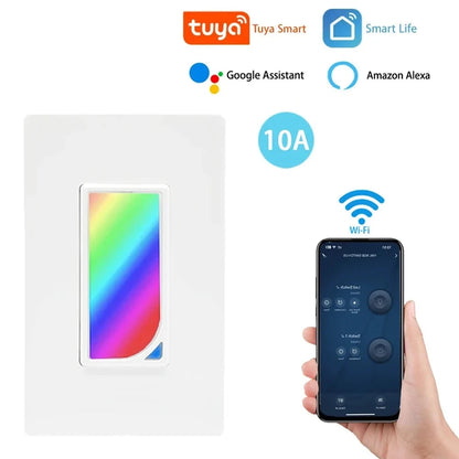 US WiFi Smart Wall Switch Push Button Timer Relay Switch Voice Remote Control RGB LED Night Light Lamp TUYA Alexa Google Home