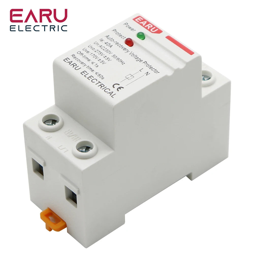 40A 63A 230V Din Rail Automatic Recovery Reconnect Over Voltage Under Voltage Protective Device Protection Relay