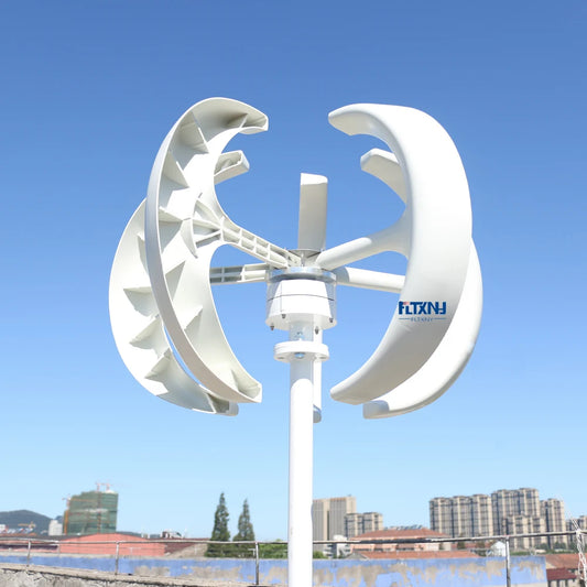 Home Hybrids Streetlight  12V 24V Wind Turbines Generator Lantern 5 Blades 3000W Vertical Axis For Electromagnetic